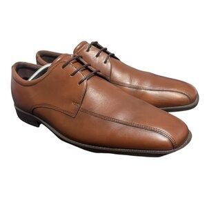 Ecco Helsinki Original Cognac Leather Bicycle Toe Derby Shoes EU 45 US 11 Laces
